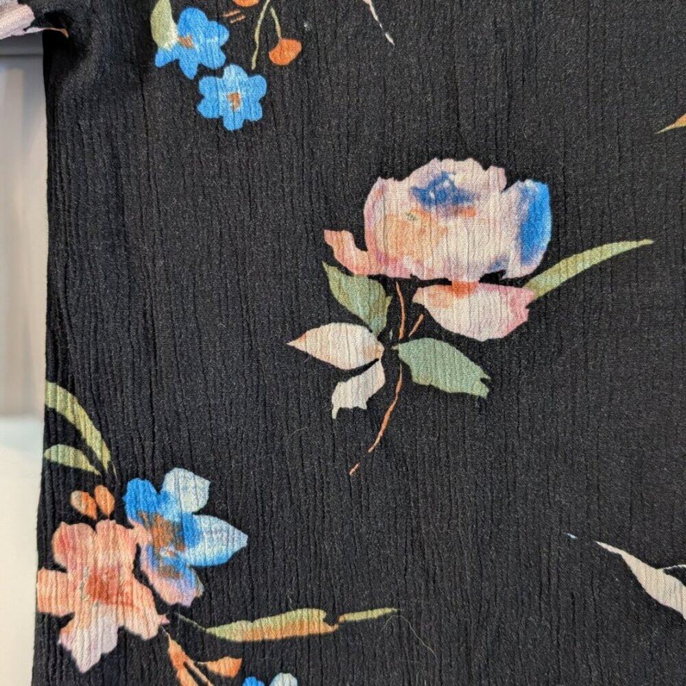 O'Neill Girls Black Floral Crinkle Dress Size M 10/12 Tie Back Boho Beach - Picture 4 of 8